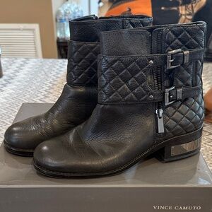 Vince Camuto Black Quilted Ankle Booties